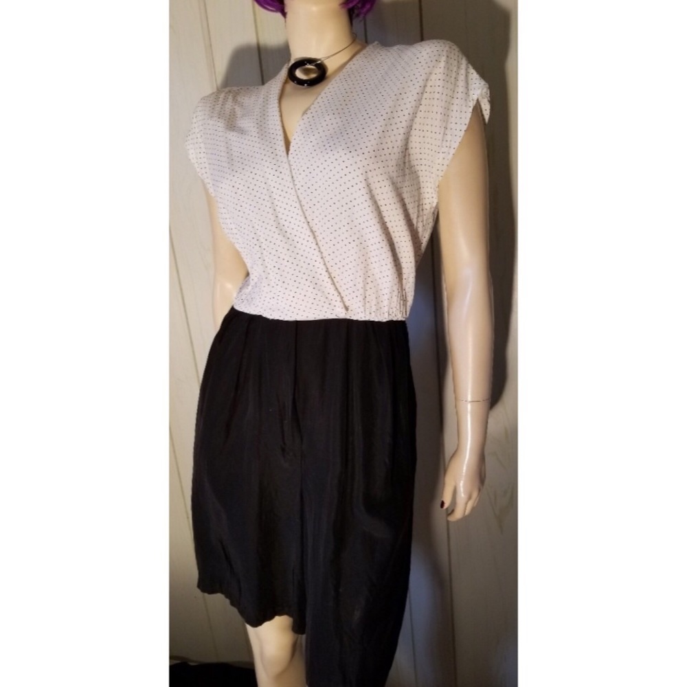 Vintage 80s Black & White Polka Dot PINUP Romper